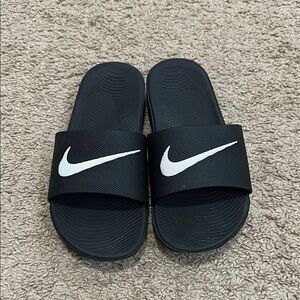 Nike Black Slides with White Logo